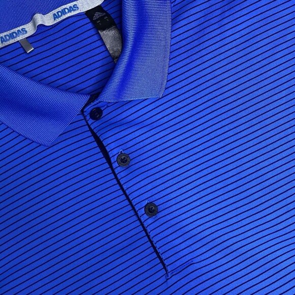 Adidas Men’s Short Sleeve Blue Striped Polo Small Shirt Golf - Picture 1 of 5